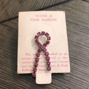 Vintage Pink Rhinestone Breast Cancer Ribbon Pin